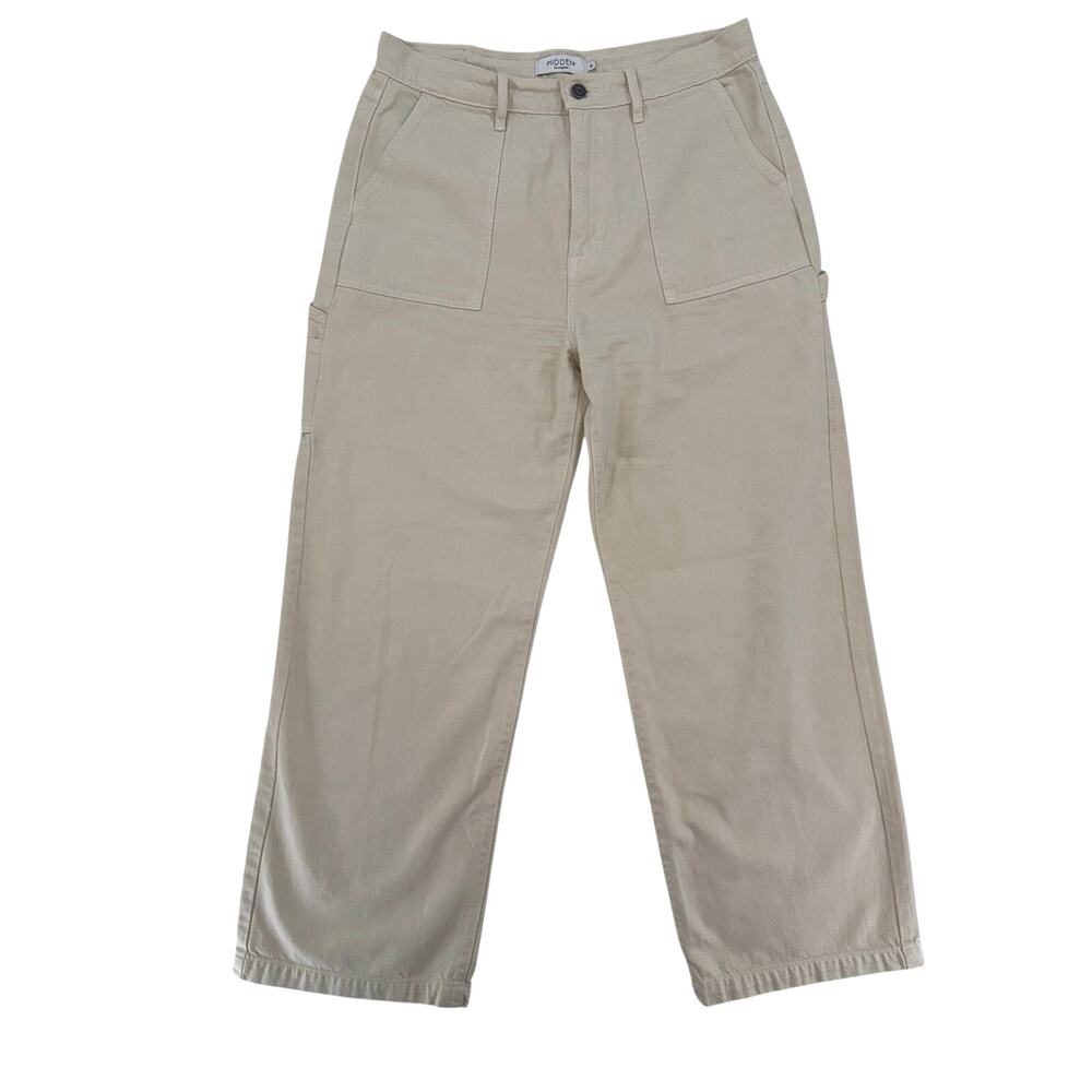 Hidden Los Angeles Cream Ivory Wide Leg Cargo Painter Pants Jeans Utility Sz 31
